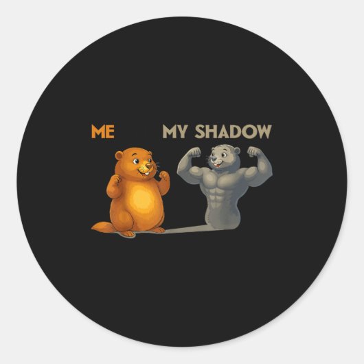 Funny Groundhog Day ラウンドシール (正面)