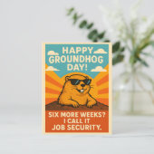 Funny Groundhog Day With Sunglasses Retro Sunshine ポストカード (スタンド正面)
