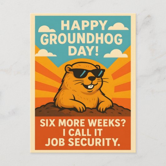 Funny Groundhog Day With Sunglasses Retro Sunshine ポストカード (正面)