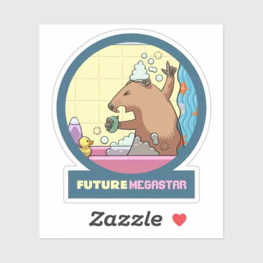 Funny Groundhog Future Megastar Shower Cartoon シール (シート)