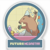 Funny Groundhog Future Megastar Shower Cartoon シール (正面)