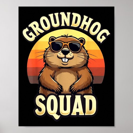 Funny Groundhog Squad Happy Groundhog Day Celebrat ポスター (正面)