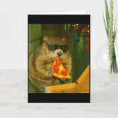 Funny Groundhog Woodchuck Eating Pizza Rodent Meme カード (正面)