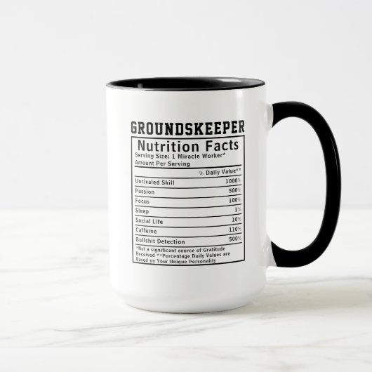 Funny Groundskeeper Nutrition Facts Worker Gift マグカップ (右)