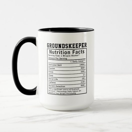 Funny Groundskeeper Nutrition Facts Worker Gift マグカップ (左)
