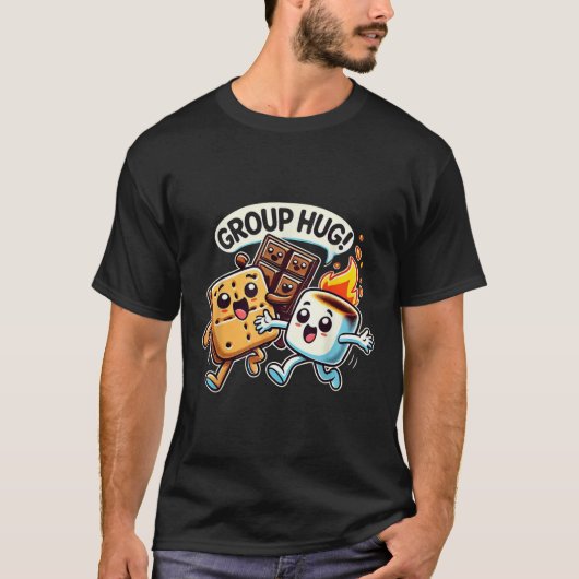 Funny Group Hug Marshmellow Smores Outdoor Camping Tシャツ (正面)