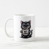 Funny Grumpy Black Cat Lover Not Today Sarcastic コーヒーマグカップ (左)
