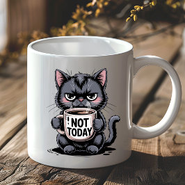 Funny Grumpy Black Cat Lover Not Today Sarcastic コーヒーマグカップ