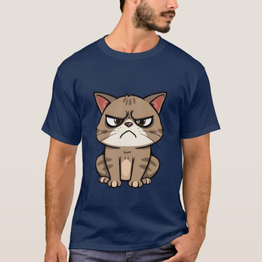 Funny Grumpy Brown Tabby Cat Sassy Stare 🐾😒 Tシャツ (正面)