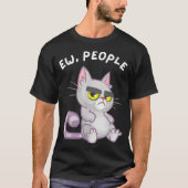 Funny Grumpy Cat Anti Social Design Tシャツ (正面)