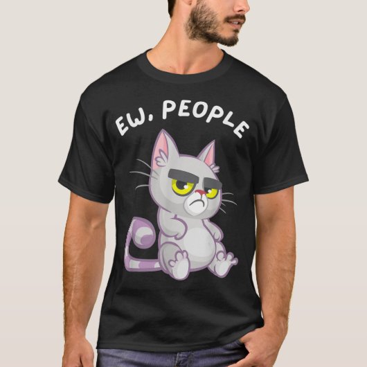 Funny Grumpy Cat Anti Social Design Tシャツ (正面)