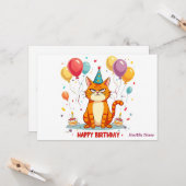 Funny Grumpy Cat Birthday Card – Balloon Overload カード (正面/裏面インサイチュ)