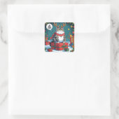Funny Grumpy Cat Christmas Design – Fat Cat スクエアシール (バッグ)