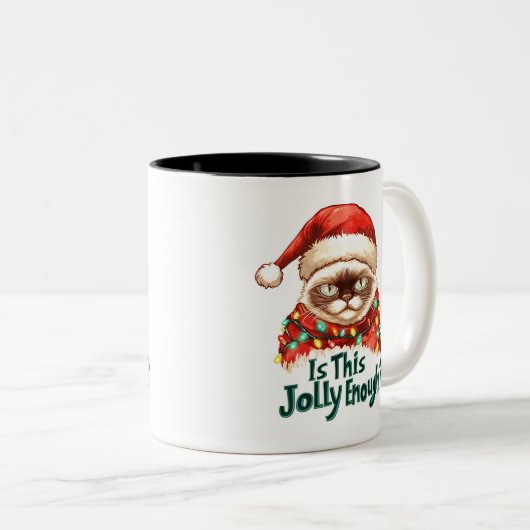 Funny Grumpy Cat Christmas Mug Gift ツートーンマグカップ (正面右)