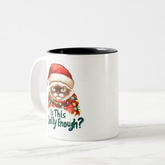Funny Grumpy Cat Christmas Mug Gift ツートーンマグカップ (正面左)