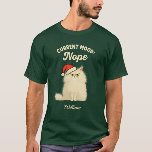 Funny Grumpy Cat Christmas T-Shirt – Custom Name Tシャツ (正面)