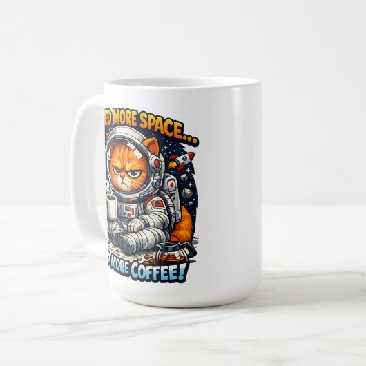  Funny Grumpy Cat, Need More Space And More Coffee コーヒーマグカップ (正面左)