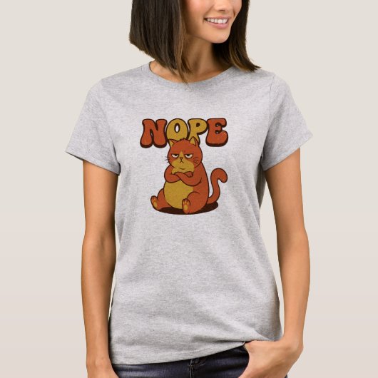 Funny Grumpy Cat "NOPE" T-Shirt - Retro 70s Style Tシャツ (正面)