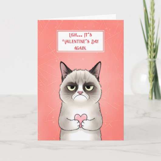 Funny Grumpy Cat Valentine’s シーズンカード (正面)