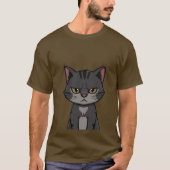 Funny Grumpy Charcoal Tabby Cat Sassy Stare 🐾😒 Tシャツ (正面)