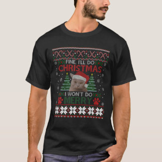 Funny Grumpy Christmas Cat Pun Ugly Sweater Tシャツ