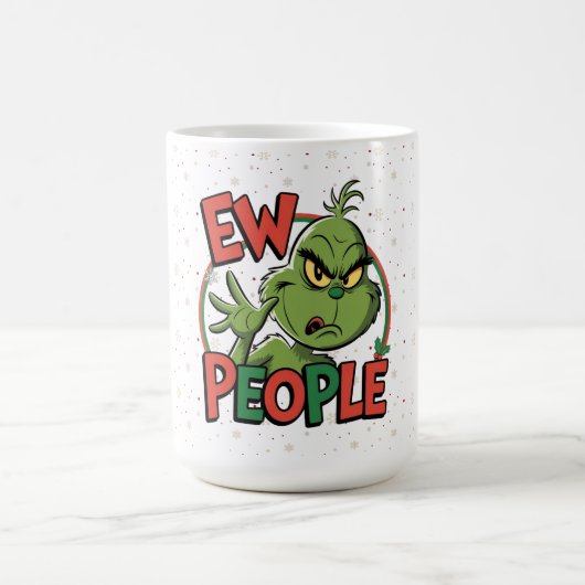Funny Grumpy Christmas “Ew People” Cartoon Design  コーヒーマグカップ (中央)