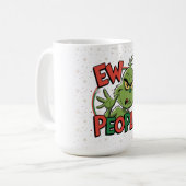 Funny Grumpy Christmas “Ew People” Cartoon Design  コーヒーマグカップ (正面左)