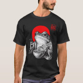 Funny Grumpy Frog Eat Ramen and Scroll Phone Art Tシャツ (正面)