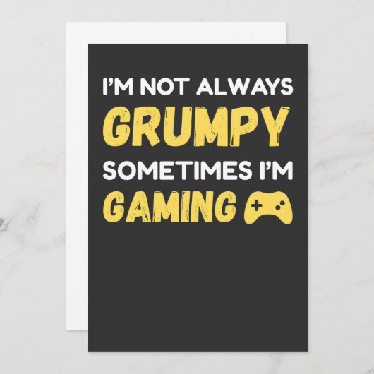 Funny Grumpy Gamer Quote Design 招待状 (正面/裏面)