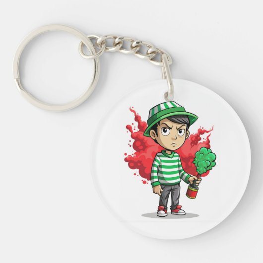 Funny grumpy kid acrylic keychain  キーホルダー (正面)