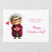 Funny Grumpy Lady In Hot Pink Valentine’s Day Card シーズンカード (正面)