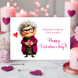Funny Grumpy Lady In Hot Pink Valentine’s Day Card シーズンカード