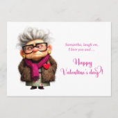 Funny Grumpy Lady Valentine Card Bold Pink Art シーズンカード (正面)