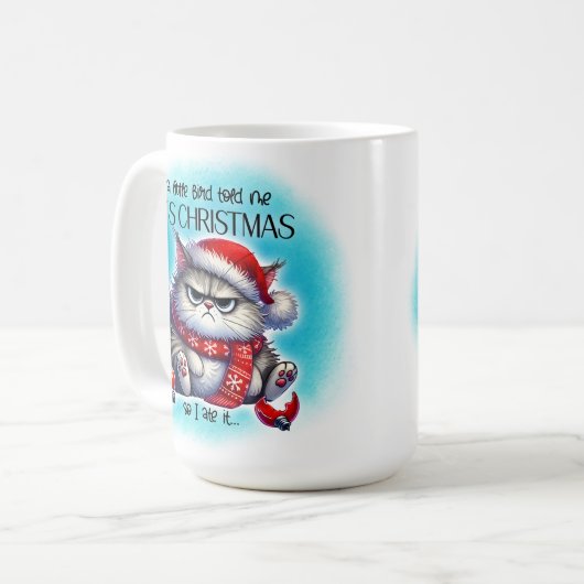 Funny Grumpy Mad Kitty Christmas | Coffee Mug コーヒーマグカップ (正面左)