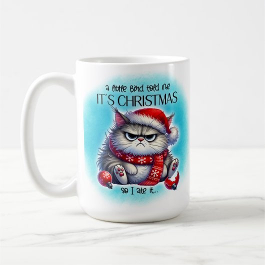Funny Grumpy Mad Kitty Christmas | Coffee Mug コーヒーマグカップ (左)