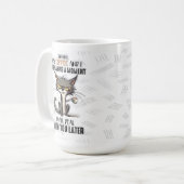 Funny Grumpy Morning Person Mug, Coffee Cat Cup コーヒーマグカップ (正面左)