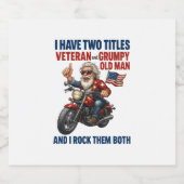 Funny Grumpy Old Man Veteran Motorcycle スパークリングワインラベル (シングルラベル)