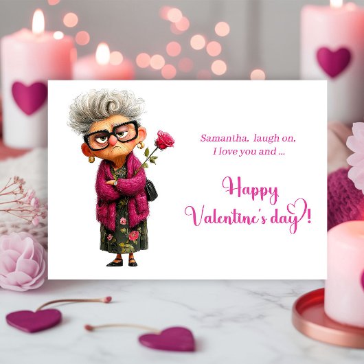Funny Grumpy Old Woman Valentine Card Playful シーズンカード