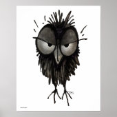 Funny Grumpy Owl Art ポスター (正面)