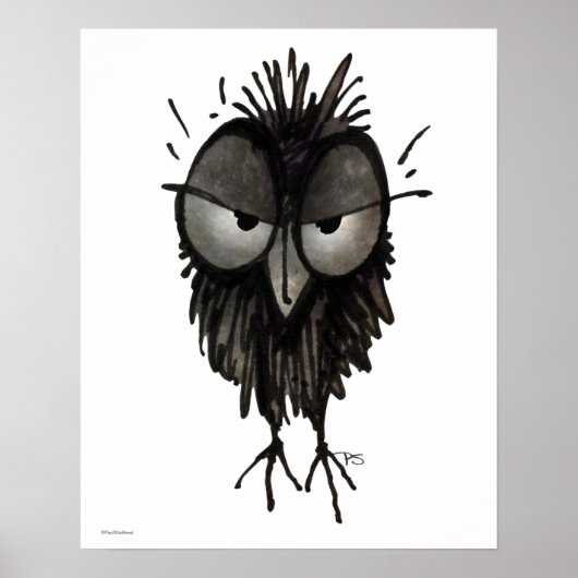 Funny Grumpy Owl Art ポスター (正面)