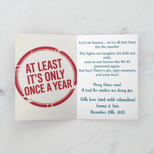 Funny Grumpy Reindeer Customizable Photo Christmas カード (内部)