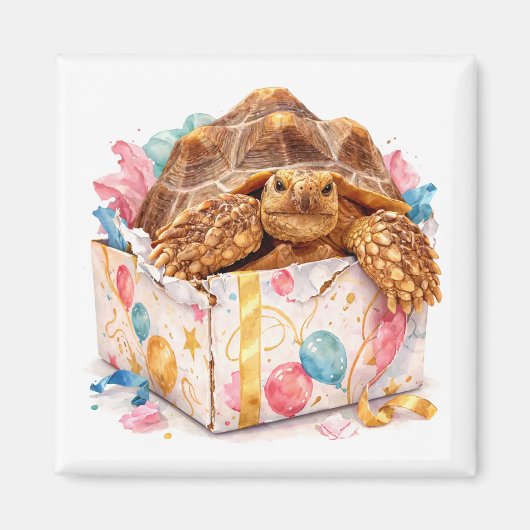 Funny Grumpy Watercolor Happy Birthday Gift Turtle マグネット (正面)
