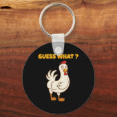 Funny Guess What Chicken Butt! Farm Chicken Art Sk キーホルダー (正面)