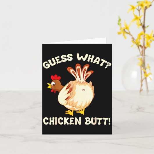 Funny Guess What_ Chicken Butt! Graphic Design  カード (黄色い花)