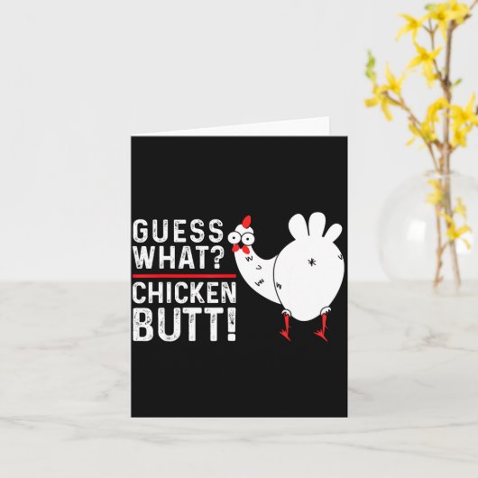 Funny Guess What_ Chicken Butt! Graphic Design  カード (黄色い花)
