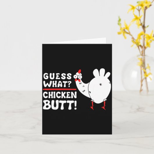 Funny Guess What_ Chicken Butt! Graphic Design  カード (黄色い花)
