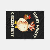 Funny Guess What_ Chicken Butt! Graphic Design フリースブランケット (正面(横))