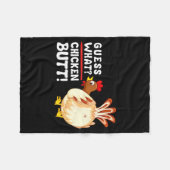 Funny Guess What_ Chicken Butt! Graphic Design  フリースブランケット (正面(横))