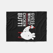 Funny Guess What_ Chicken Butt! Graphic Design  フリースブランケット (正面(横))