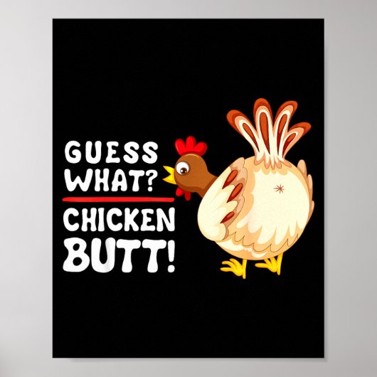 Funny Guess What_ Chicken Butt! Graphic Design ポスター (正面)